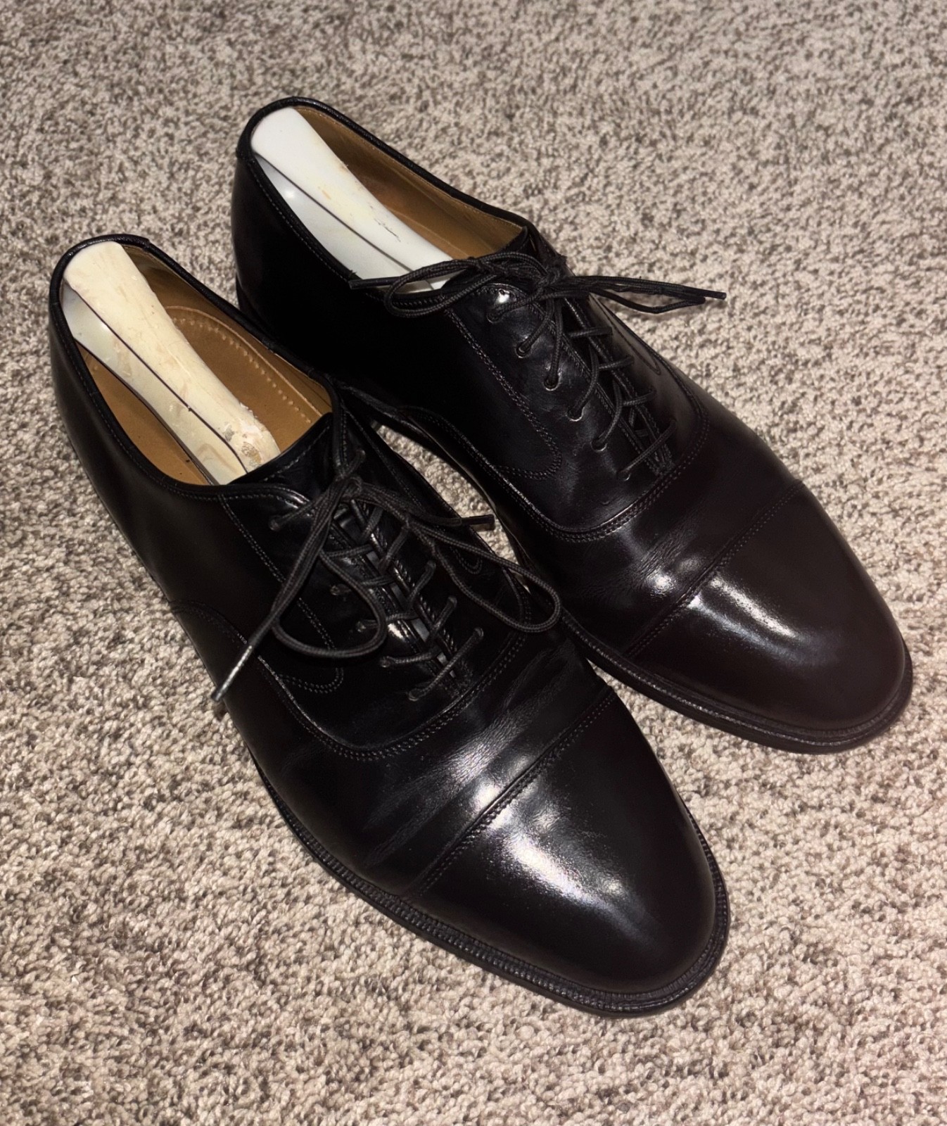 Johnston & Murphy Melton Black Leather Cap Toe Oxford 8.5 22-2981