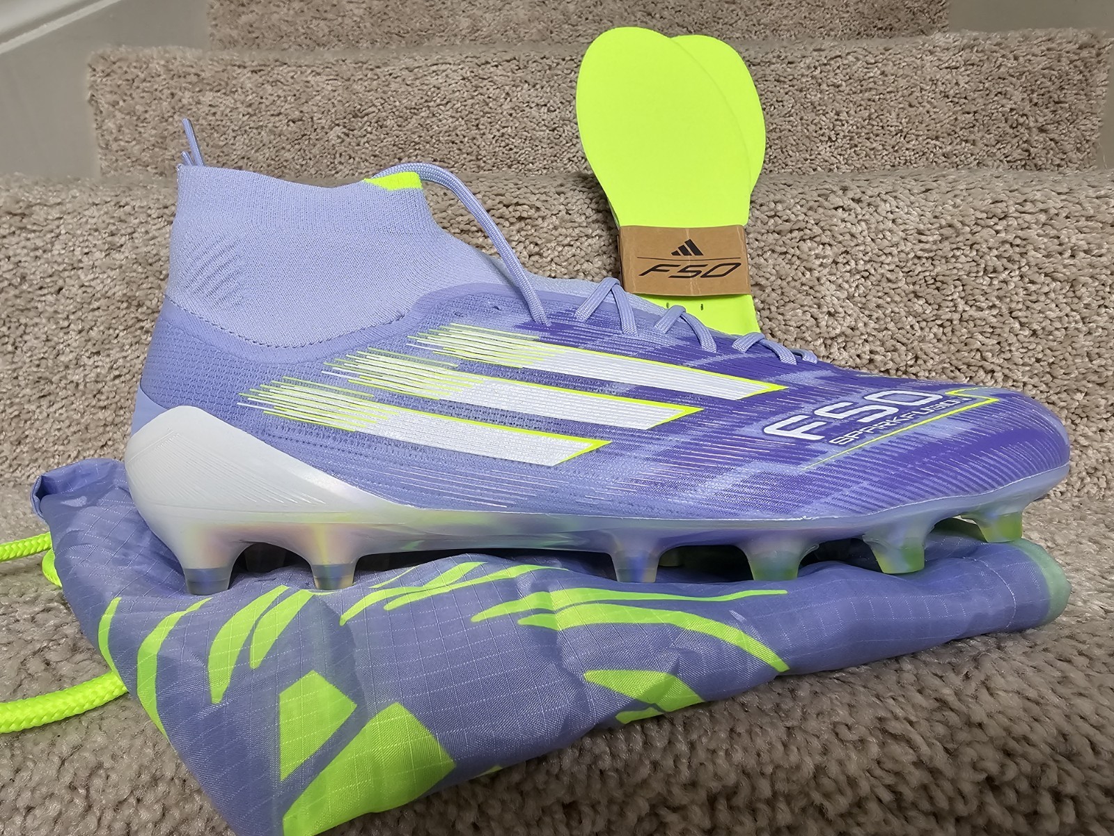 Adidas F50 Sparkfusion Elite Mid FG AG Blaze Pack Soccer Cleats JH7648 Sz 9.5