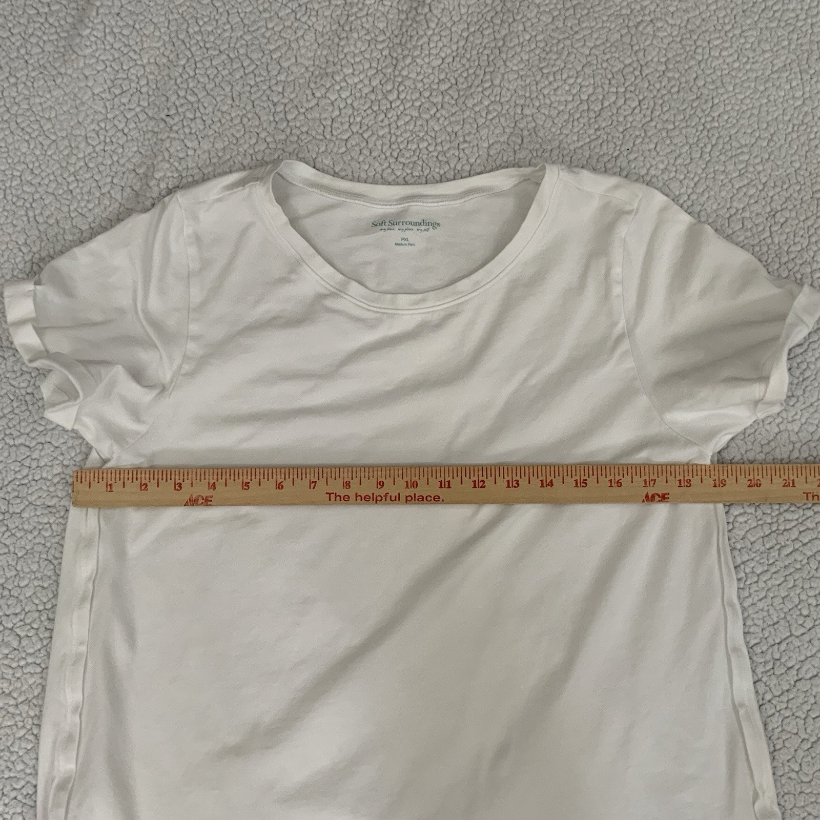 Soft Surroundings Pima Cotton Short Sleeve Tee Shirt White Summer Classic PXL