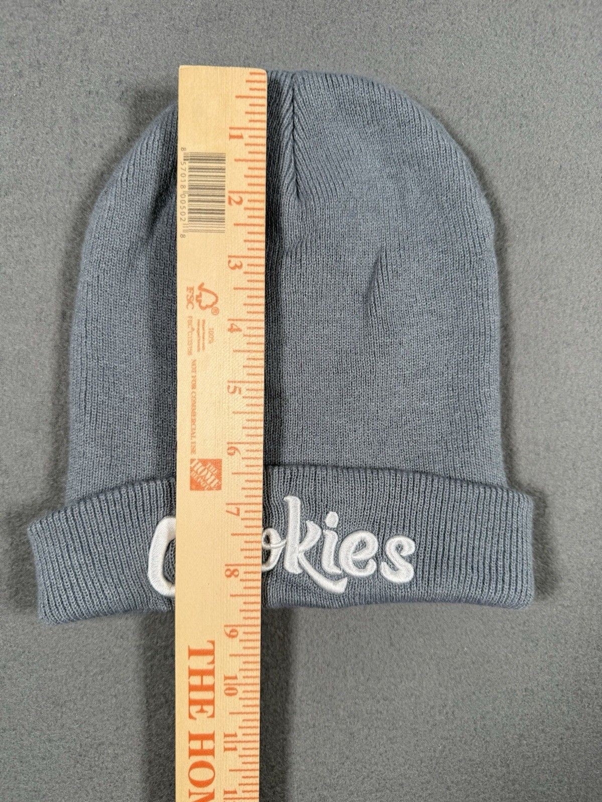 Cookies SF Original Mint Cuffed Knit Beanie Hat – Gray&White Embroidered Script