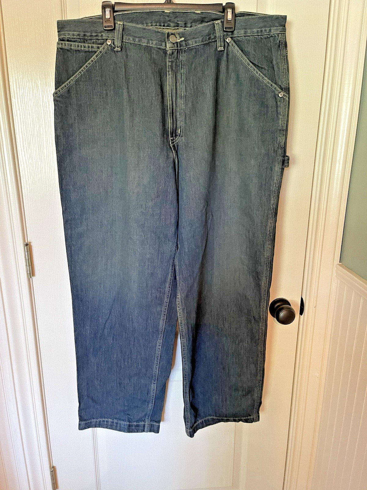 PJ Mark Mens Carpenter Jeans Size 40 X 30 Stone Washed Blue Straight Leg NWT