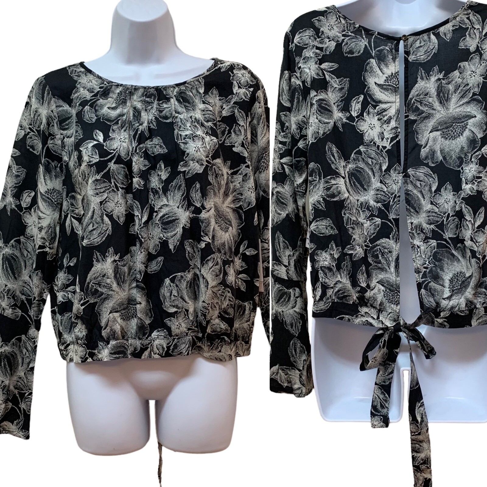 Melrose And Market Boho Bell Sleeve Open Back Romantic Blouse Women’s M NEW