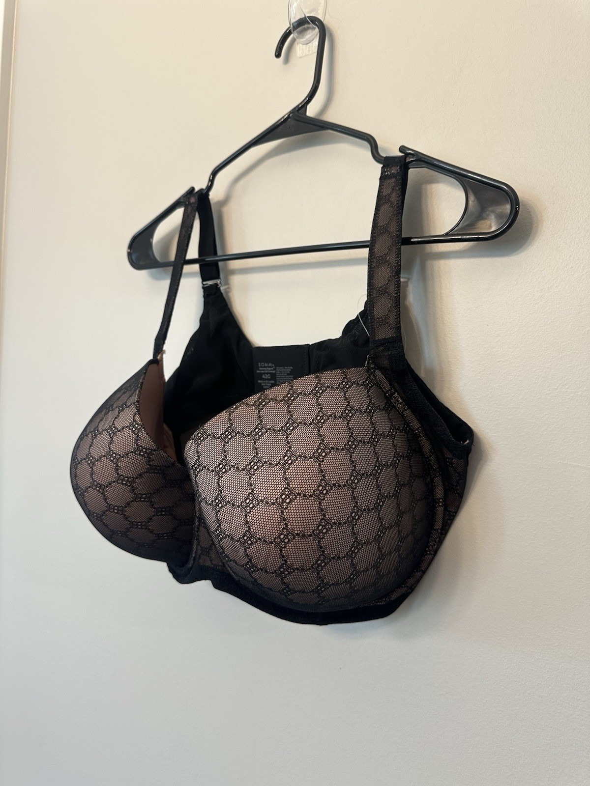 Soma Geo Lace Full Coverage Underwire Black Bra 42G