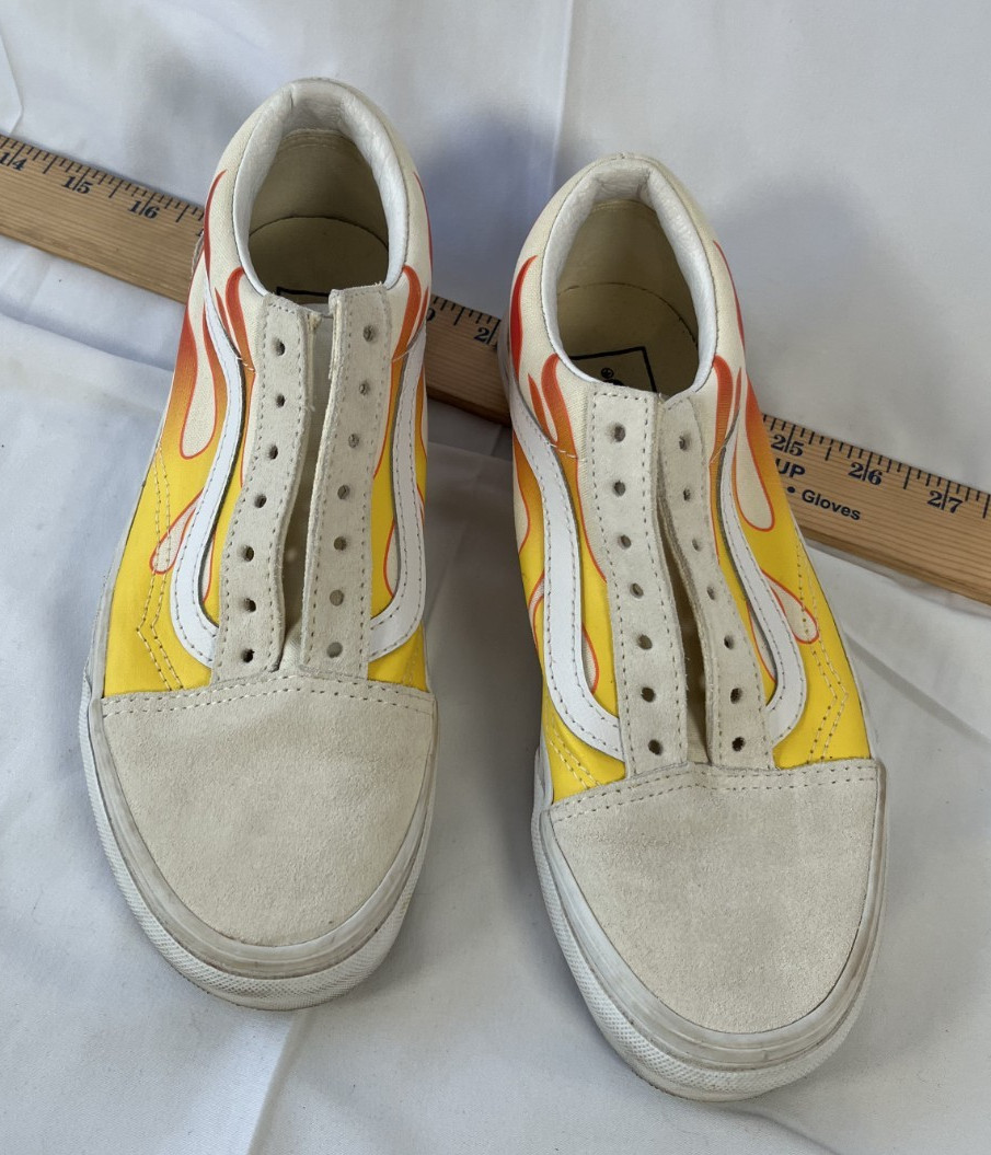Vans Old Skool Low White Suede Orange Flame Men’s Size 4.5/Women’s 6