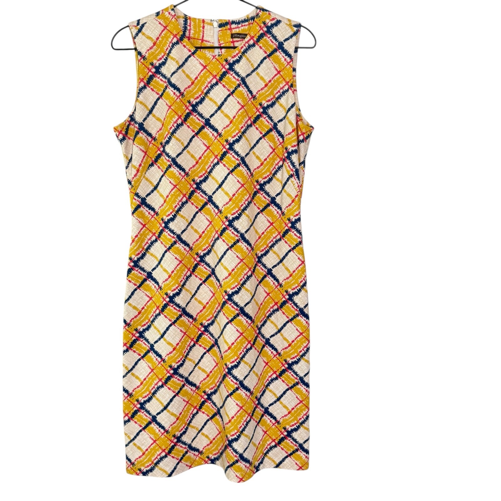 NEW J. McLaughlin Devon Sleeveless Shift Dress Chalk Plaid Print Bainbridge M