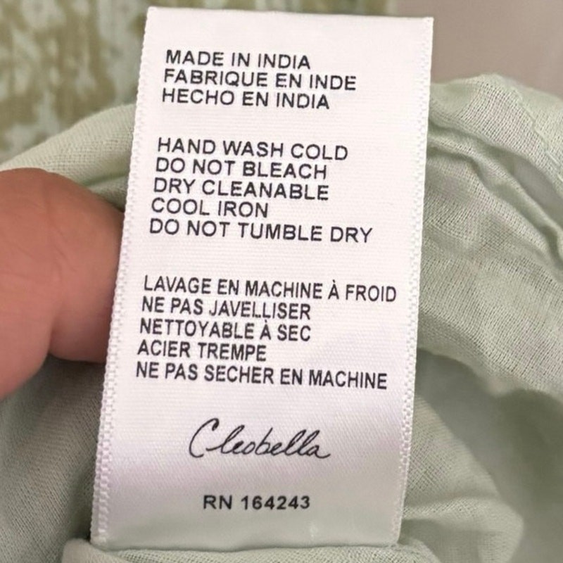 Cleobella 100% Cotton Green Rainforest Brinley Mini Dress Size XS
