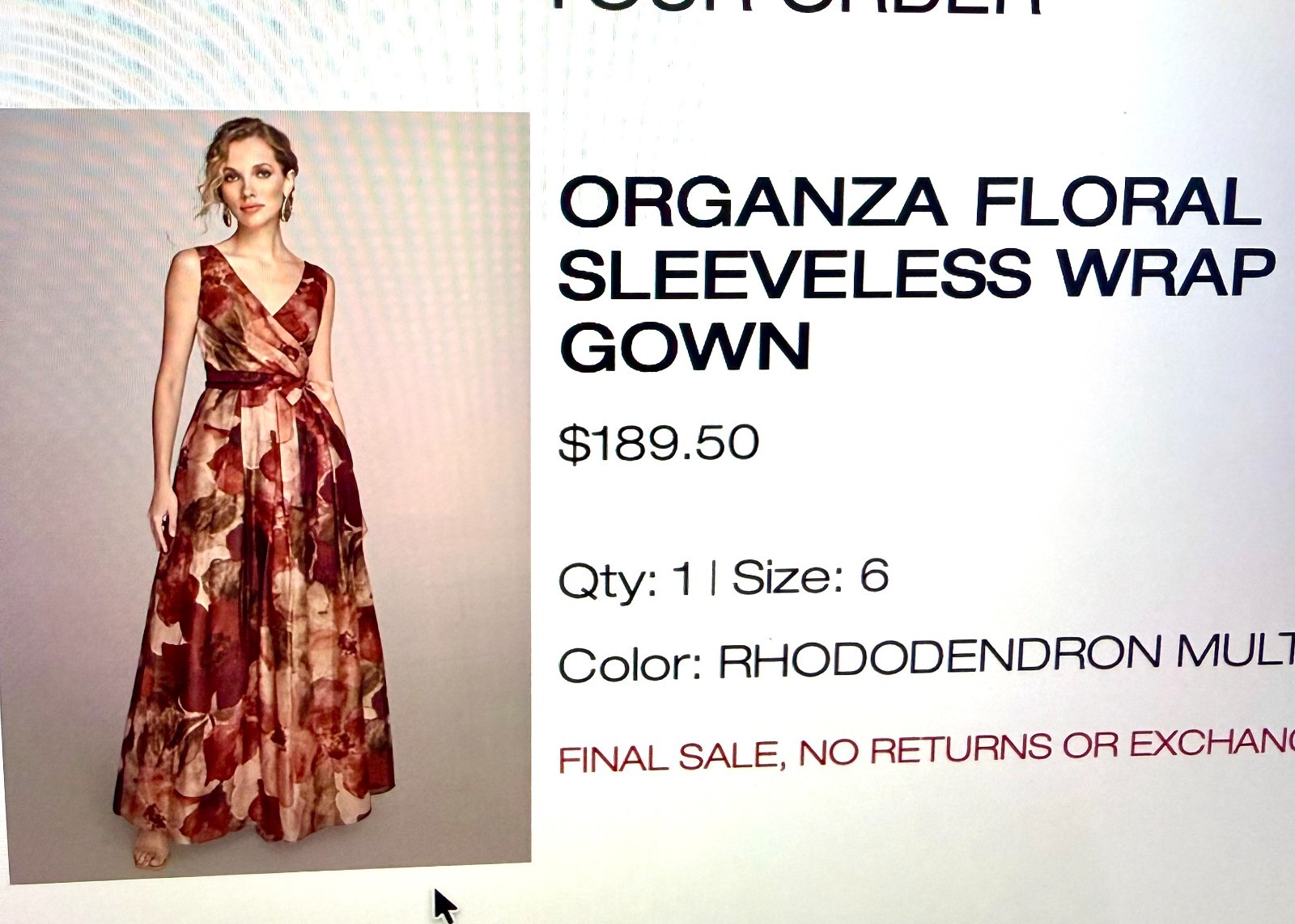 Donna Karan New York Women s V-Neck Floral Ball Gown Rhododendron Size 6 NWT
