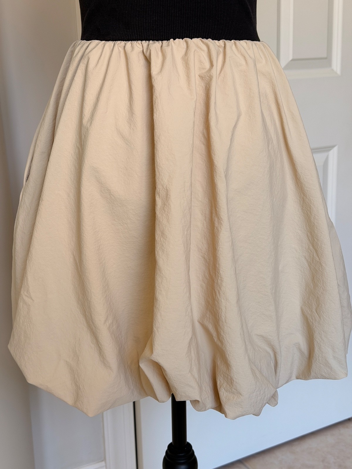 Steve Madden Linnea Mixed-Media Bubble Hem Pockets Minidress Sz. Small