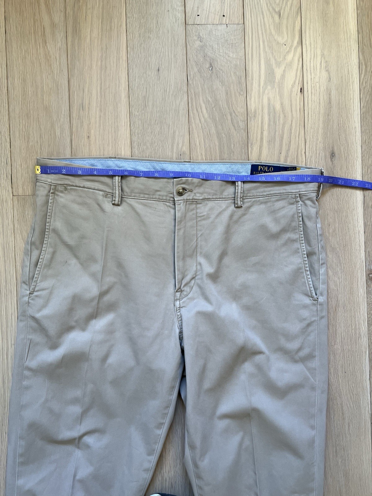 Ralph Lauren Khaki The Polo Chino Stretch Straight Pleated 36/32