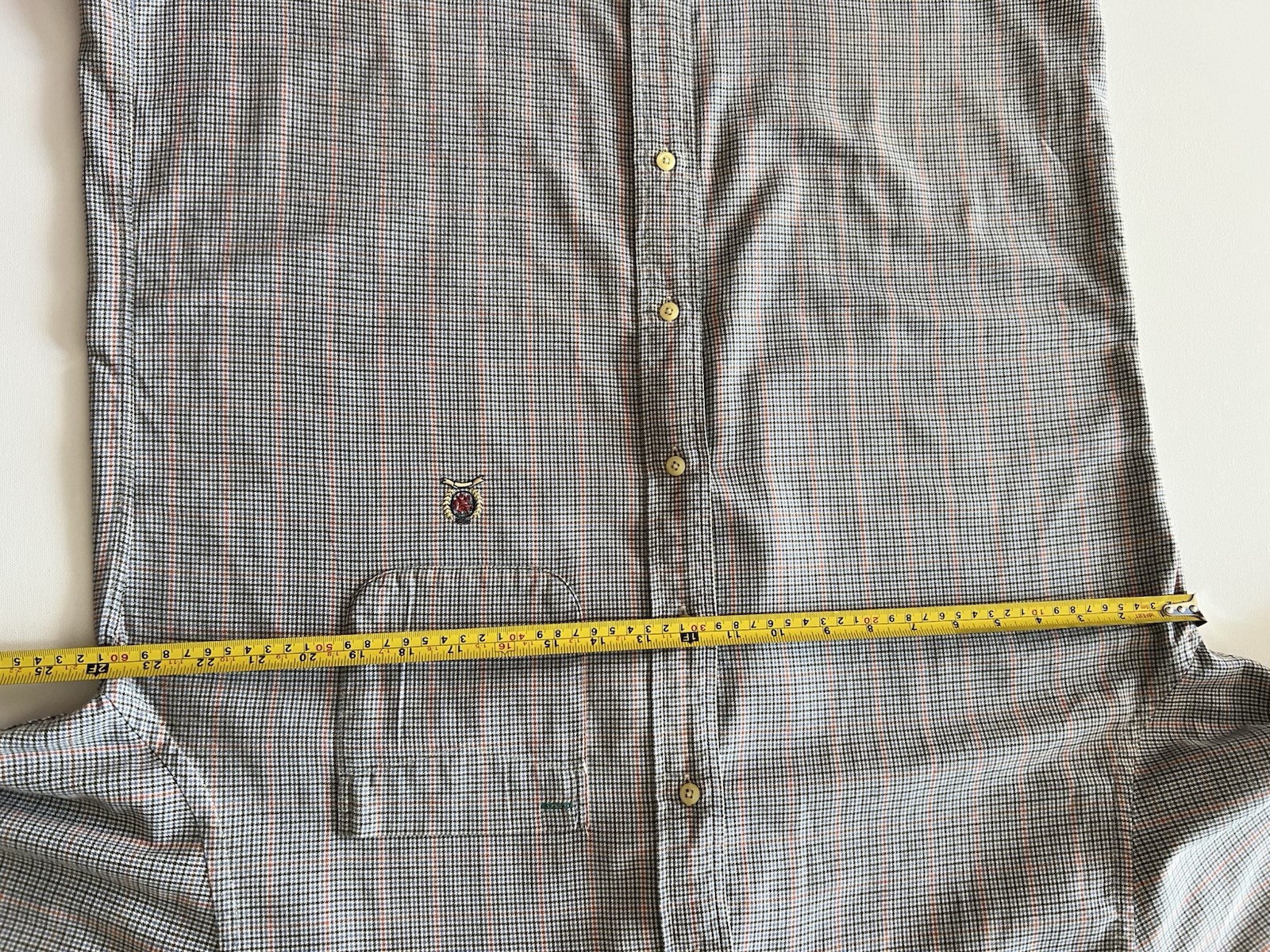 Vintage 90s Tommy Hilfiger Lion Crest Logo Button Down Shirt Green Plaid Large