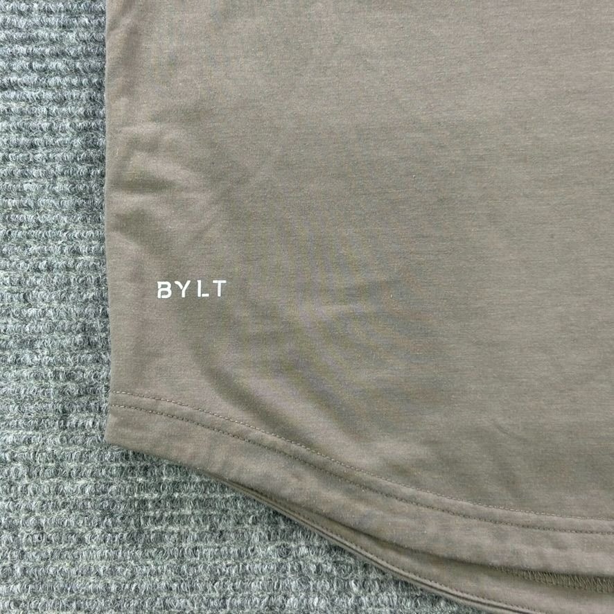 BYLT Premium Basics Drop Cut Long Sleeve Henley Mens XL Brown Athleisure Workout