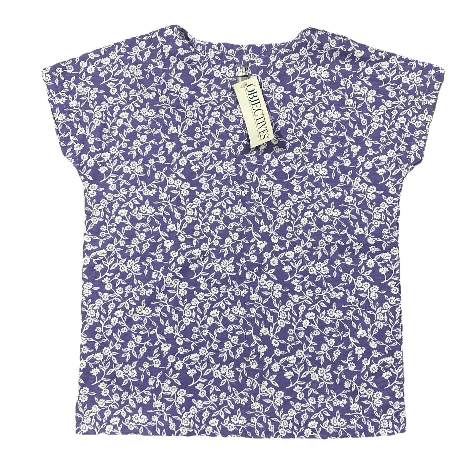 Vintage Objectives Floral Shirt Purple White Flowers Made in Singapore Small