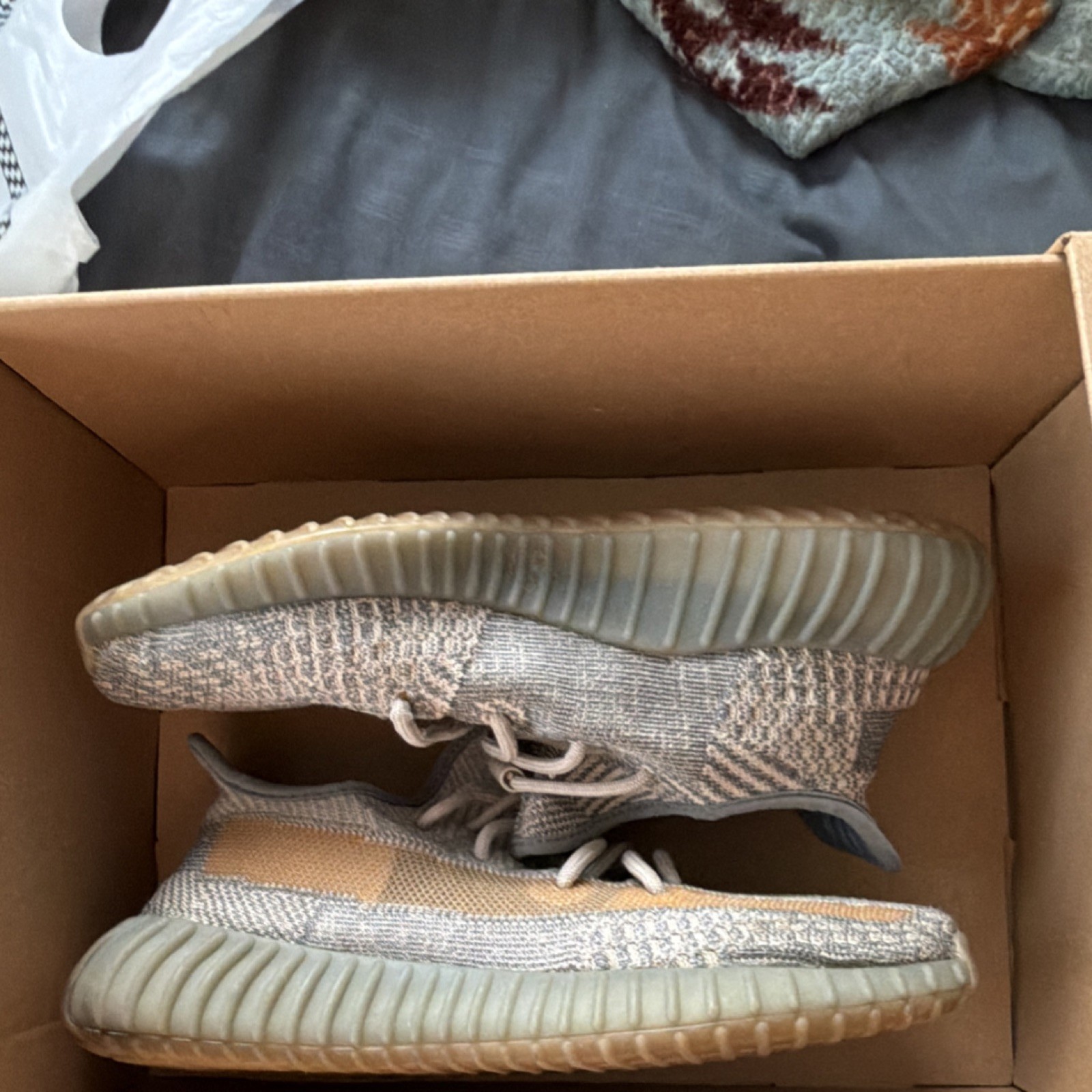 adidas Yeezy Boost 350 V2 Ash Stone Gray Beige Primeknit GW0089 Sneakers Men