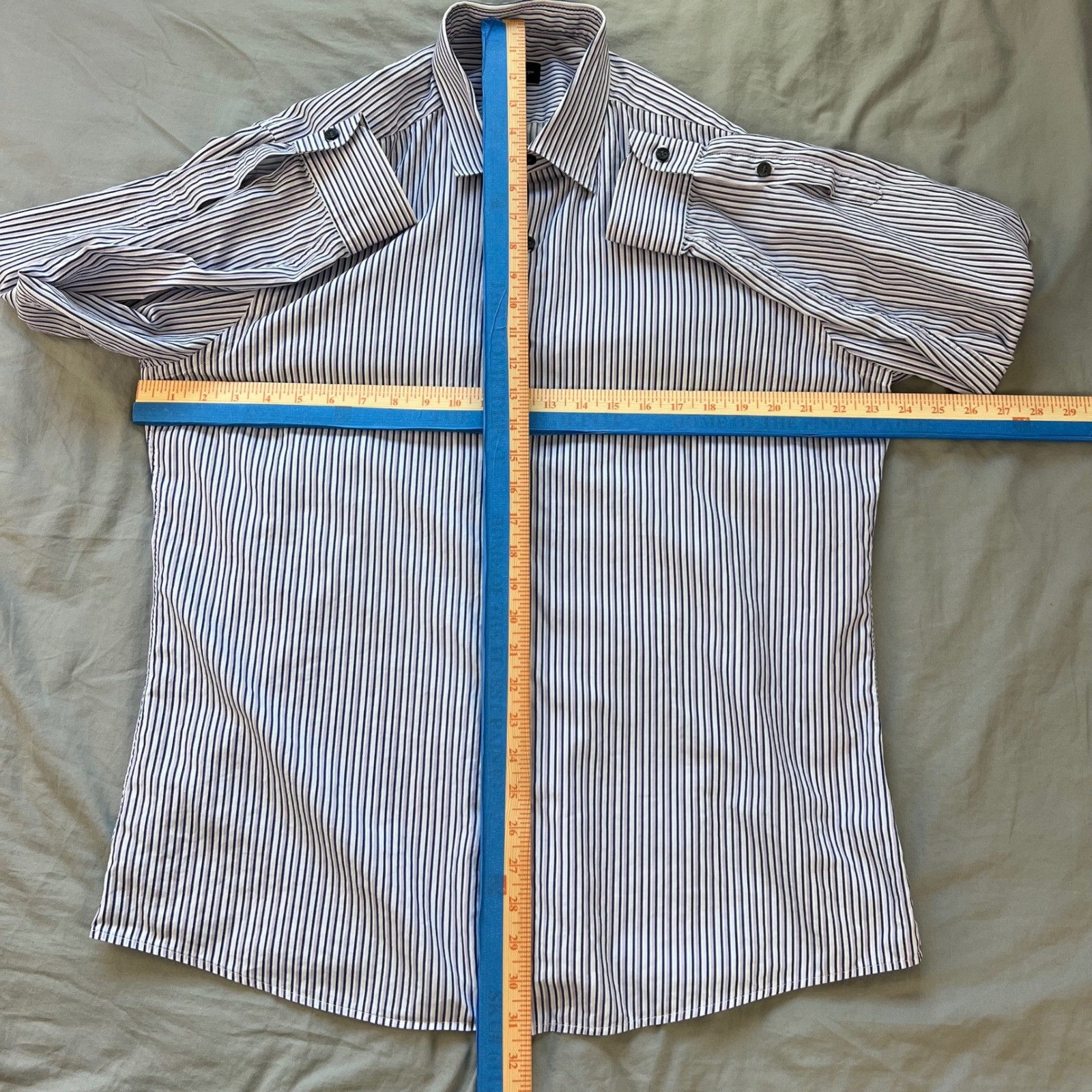 Ermenegildo Zegna Men’s Striped Dress Shirt XL Made in Turkey Missing Buttons