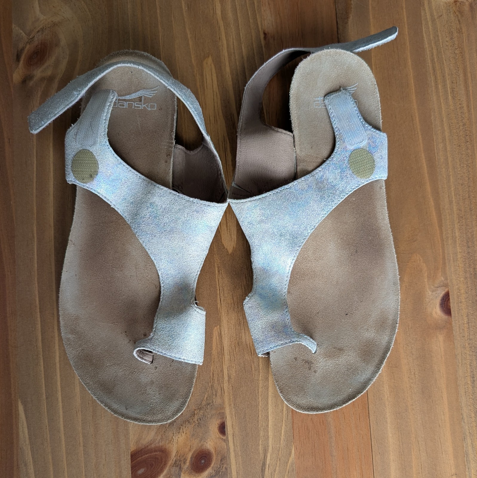 Dansko Reece Sandals Womens 42 US 11.5-12 Leather Toe Loop Pearl Iridescent