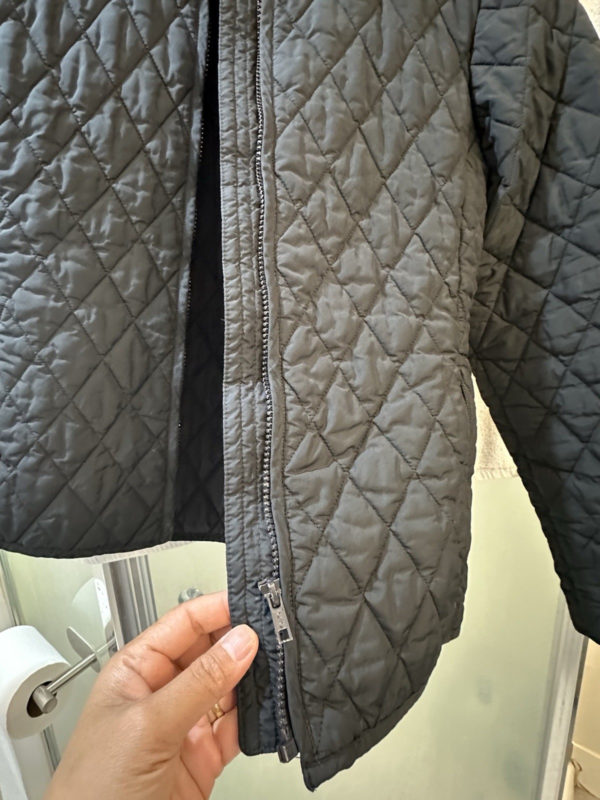 Eddie Bauer Women’s Black Quilted Full Zip Short Jacket Coat Size S