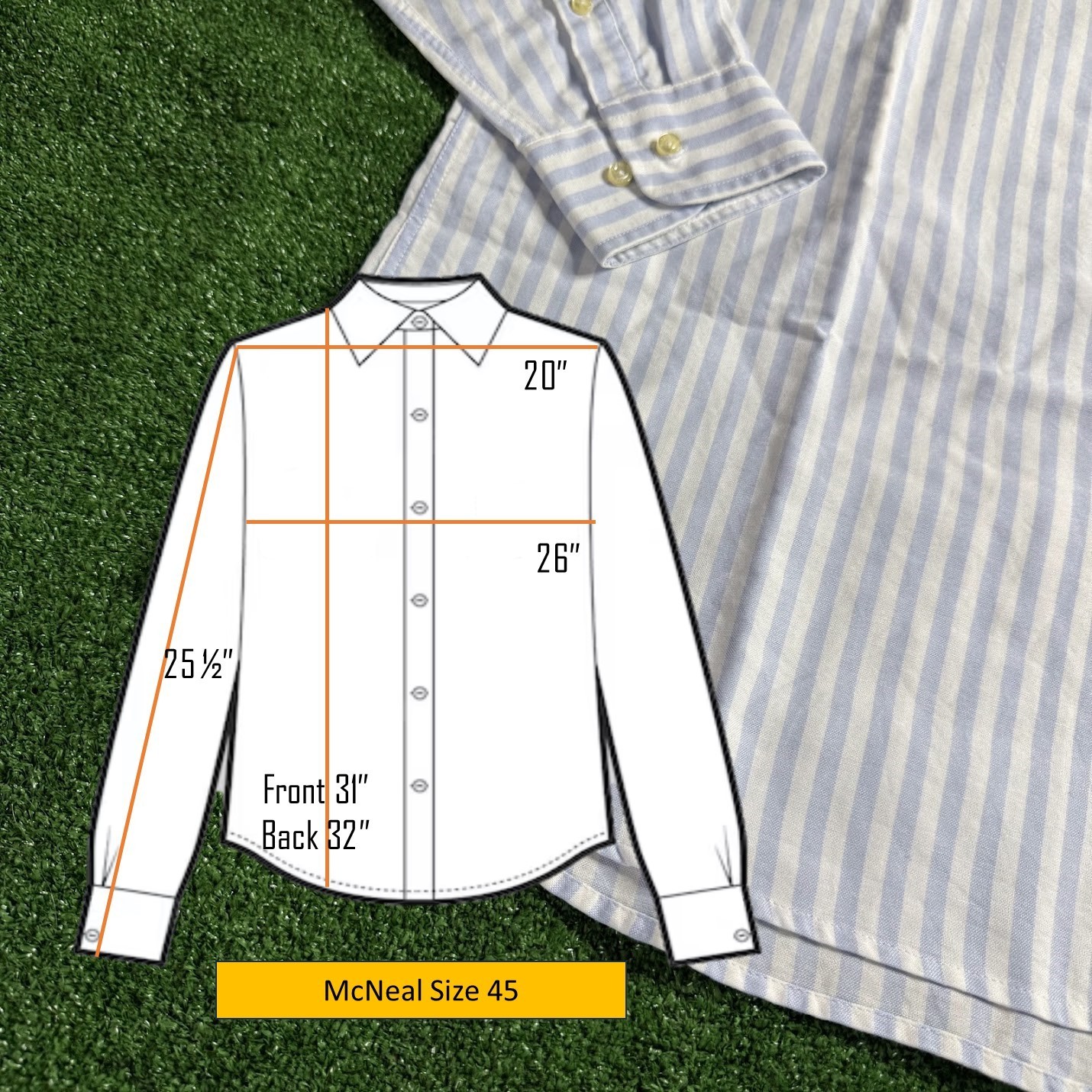 McNeal Long Sleeve Button Down Striped Blue Oxford Tailored Casual Shirt Size 45
