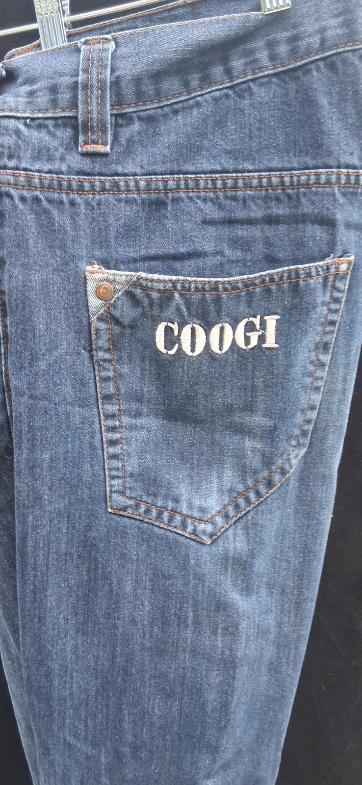 COOGI Men’s Blue Denim Jeans 5-Pocket Straight Leg Embroidered Logo