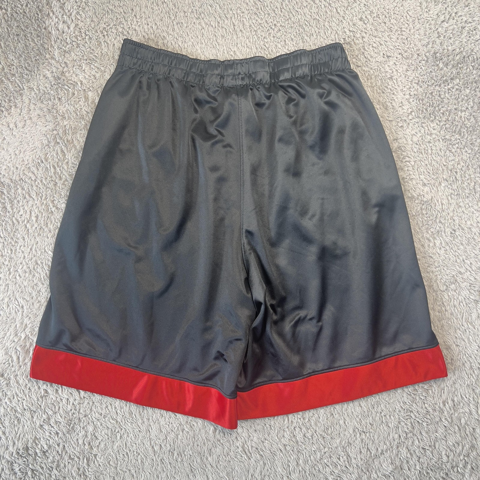 Air Jordan Shiny Silky Dazzle Basketball Shorts Black Red Bred Jumpman Mens L