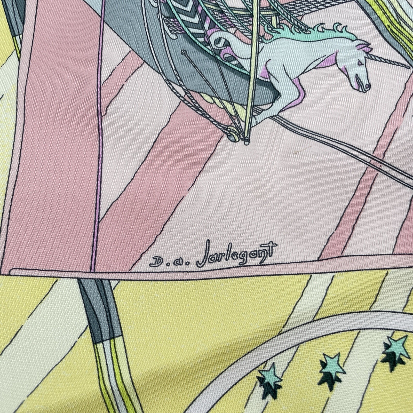 Hermes Carre 90 Scarf 100% silk Pastel Pink “Face au large” 35×35 Made in France