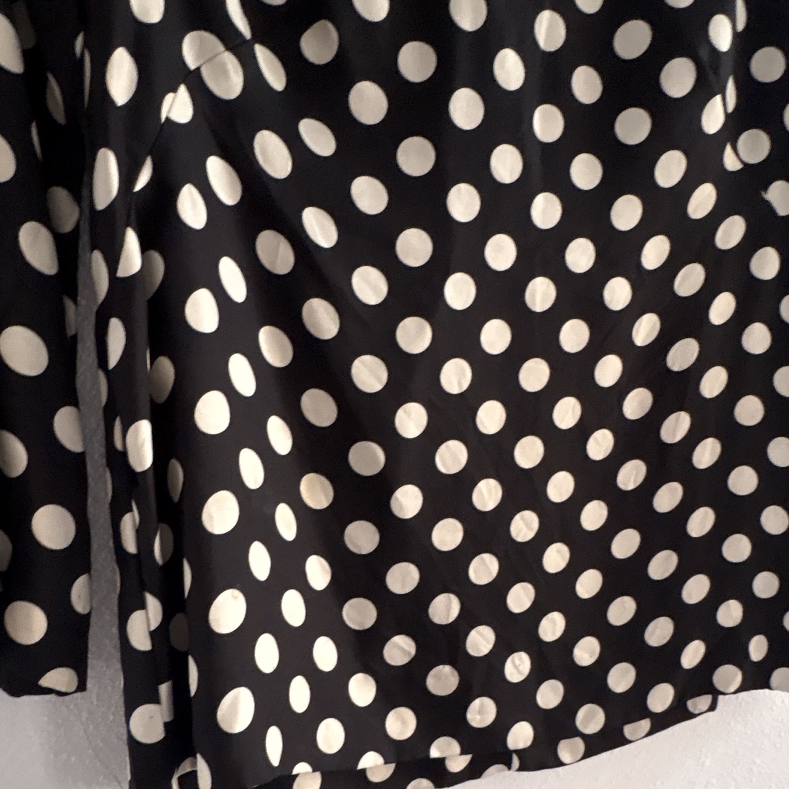 J.CREW Black/White Polka Dot Silk Satin Boat Neck 3/4 Sleeve Blouse 4