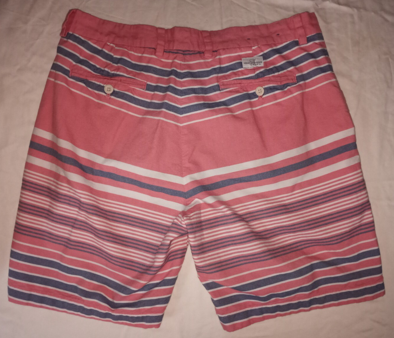 😃Vineyard Vines Pink Blue White Striped Breaker Short Mens 35X8 PRISTINE