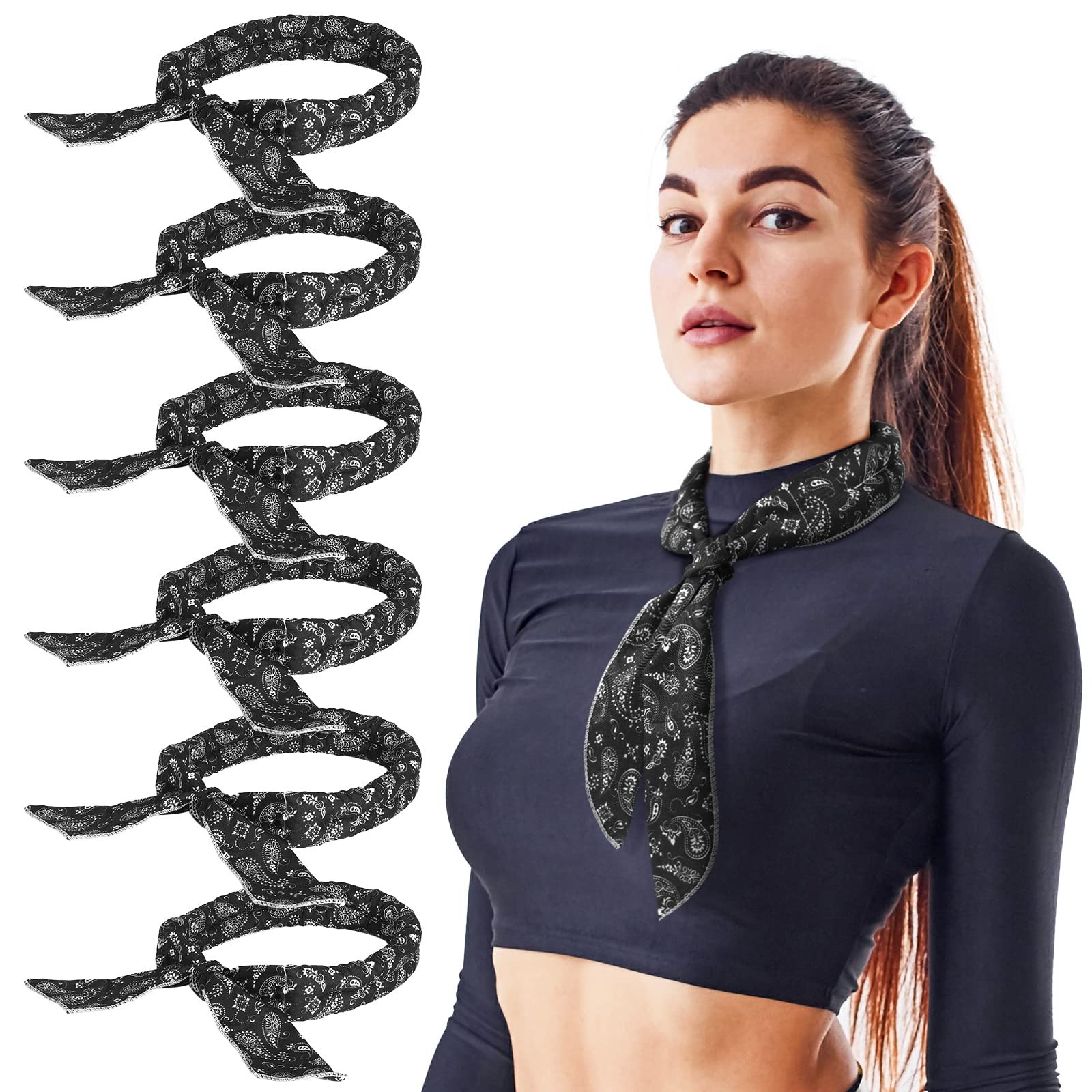 Coume 6 Pack Cooling Neck Wraps Cooler Ice Wrap Scarf Bandanas for Hot Weathe…