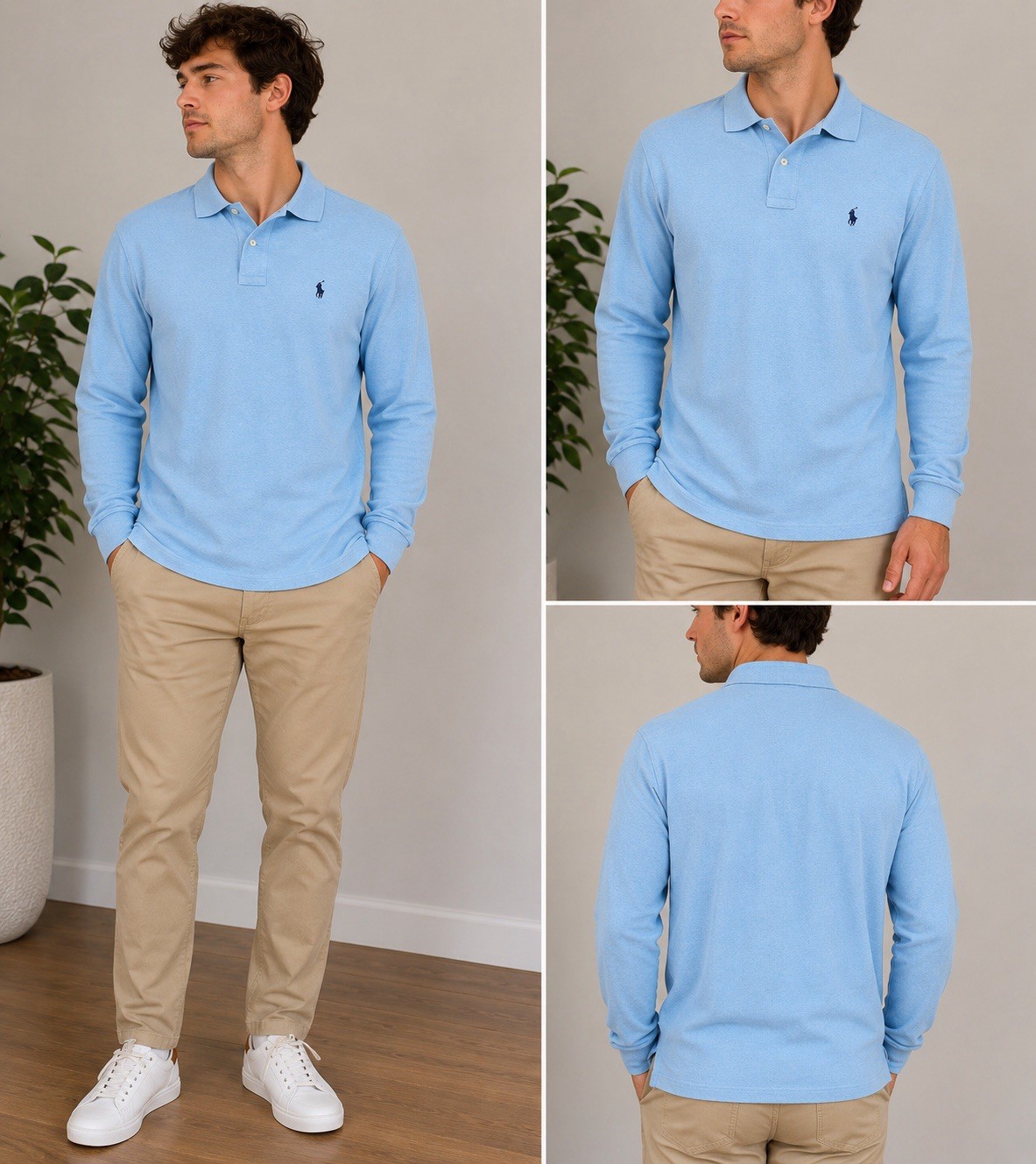 Polo Ralph Lauren Classic Fit Blue Long Sleeve Polo Shirt Men’s S Cotton Knit