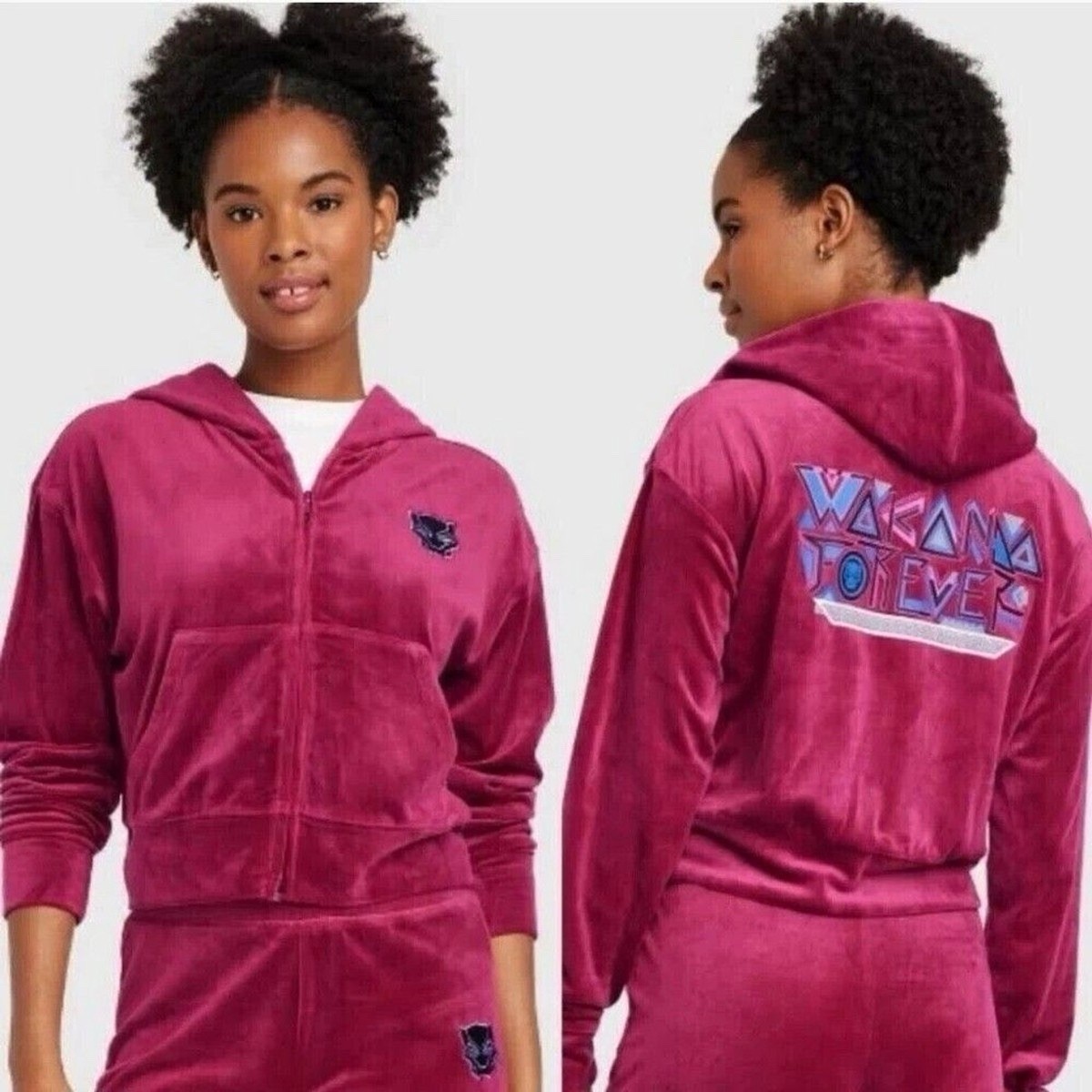 Marvel Wakanda Forever Zip-Up Hoodie – Berry Red – Black Panther – Junior XL