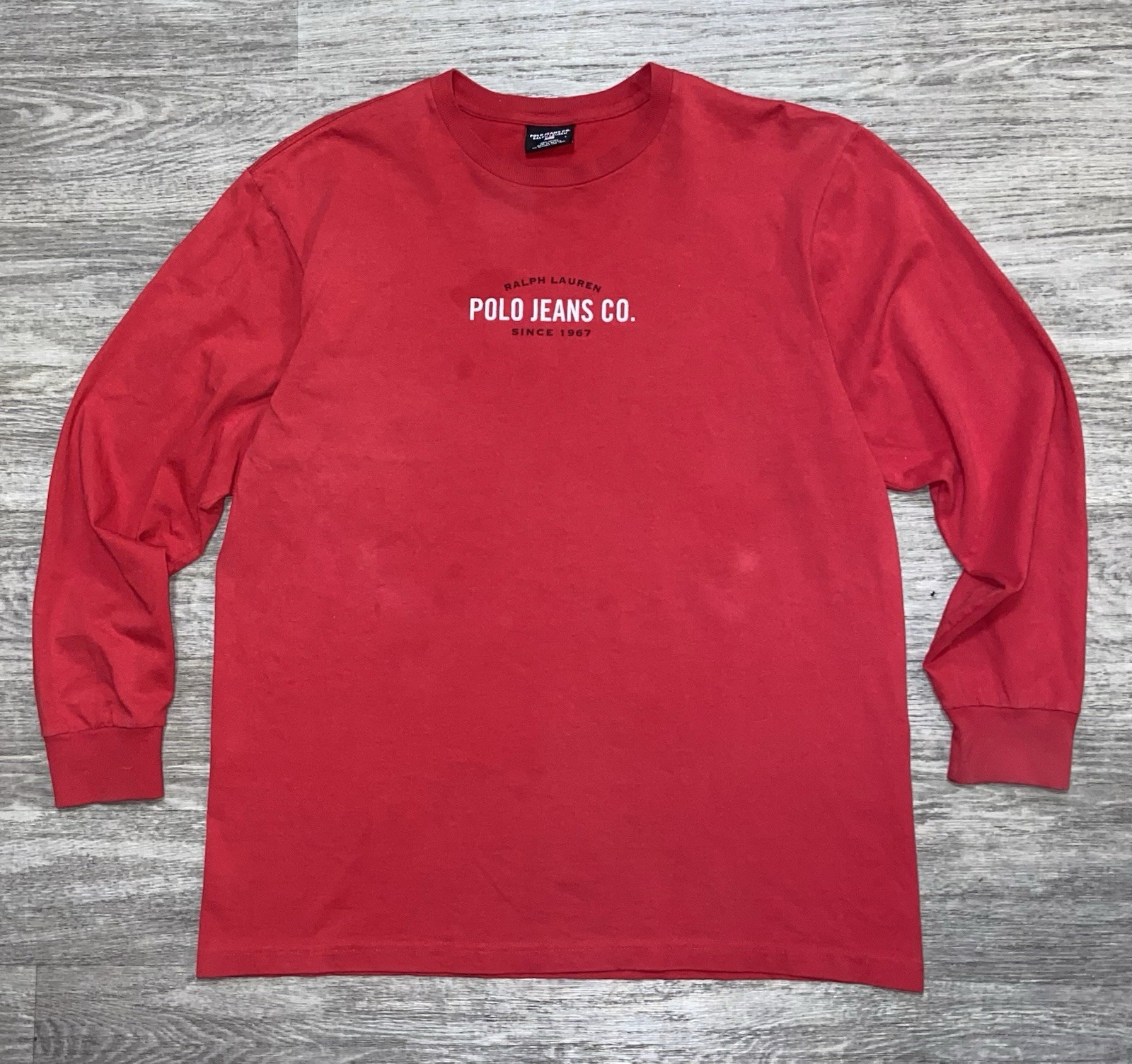 Vintage Red Polo Jeans Co. Ralph Lauren Long Sleeve T-Shirt Y2K Large