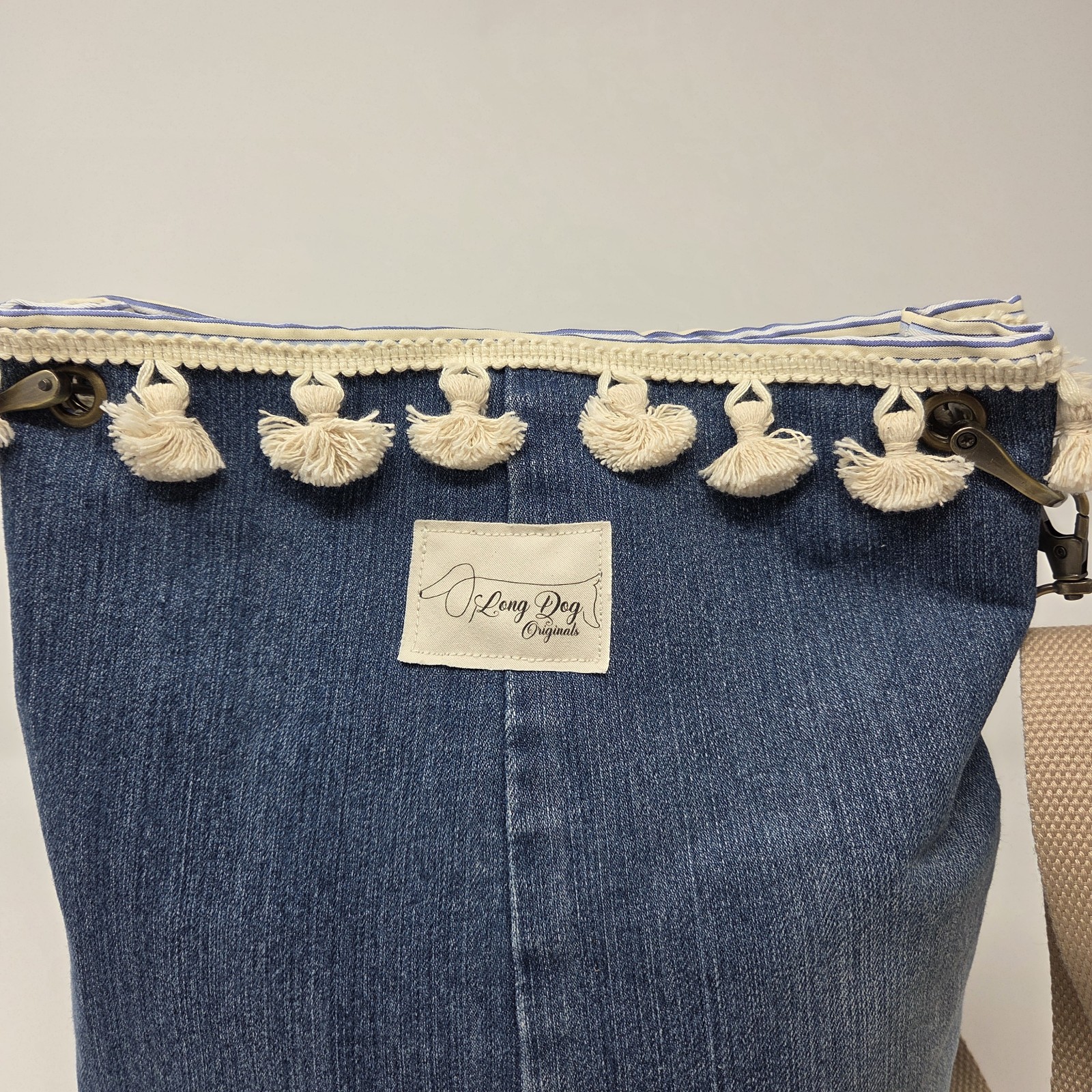Handcrafted Upcycled Denim Bird Wildlife Tote HandBag Purse Adjustable Crossbody