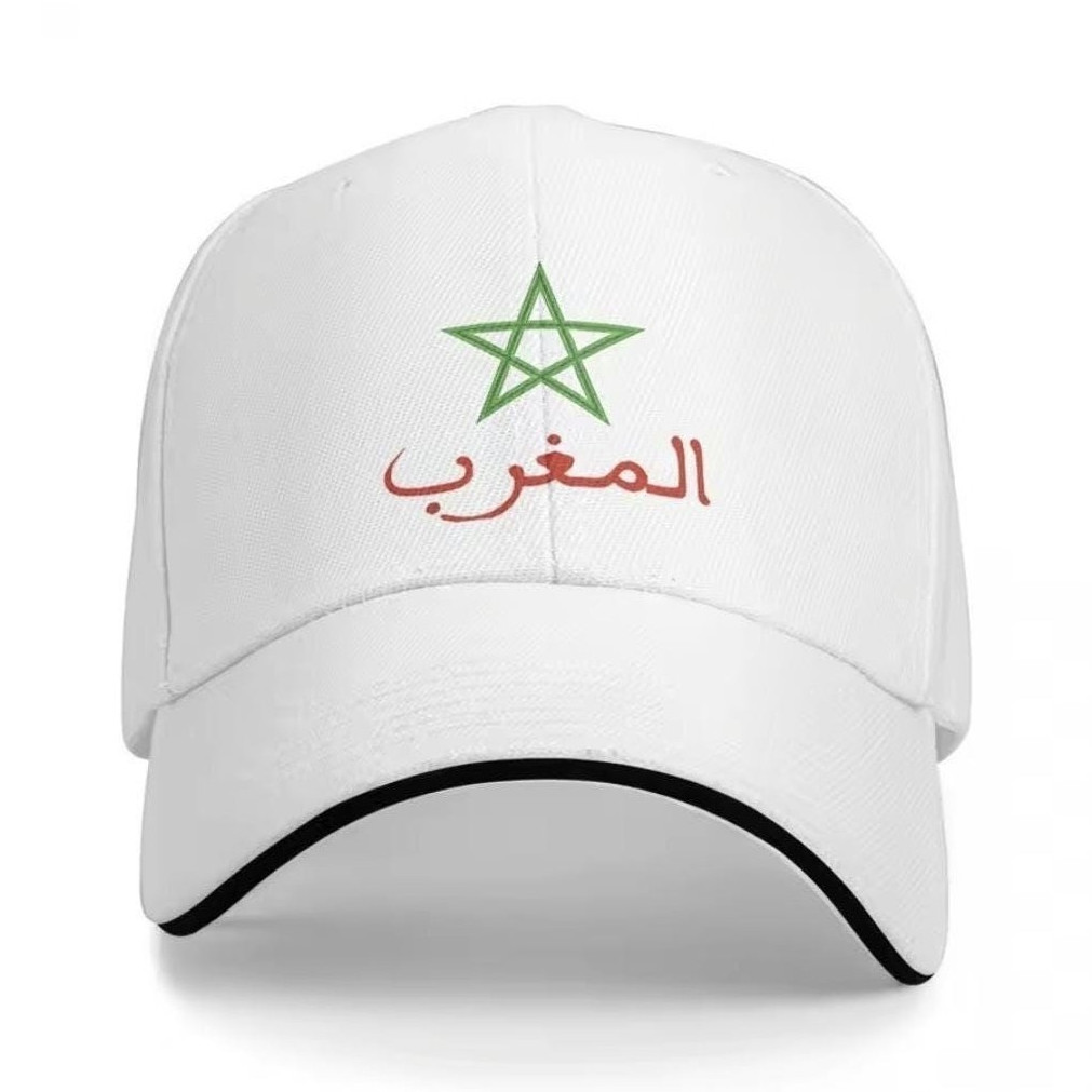 Morocco Flag Star Arabic Text Men’s Baseball Cap Hat One Size Multicolor