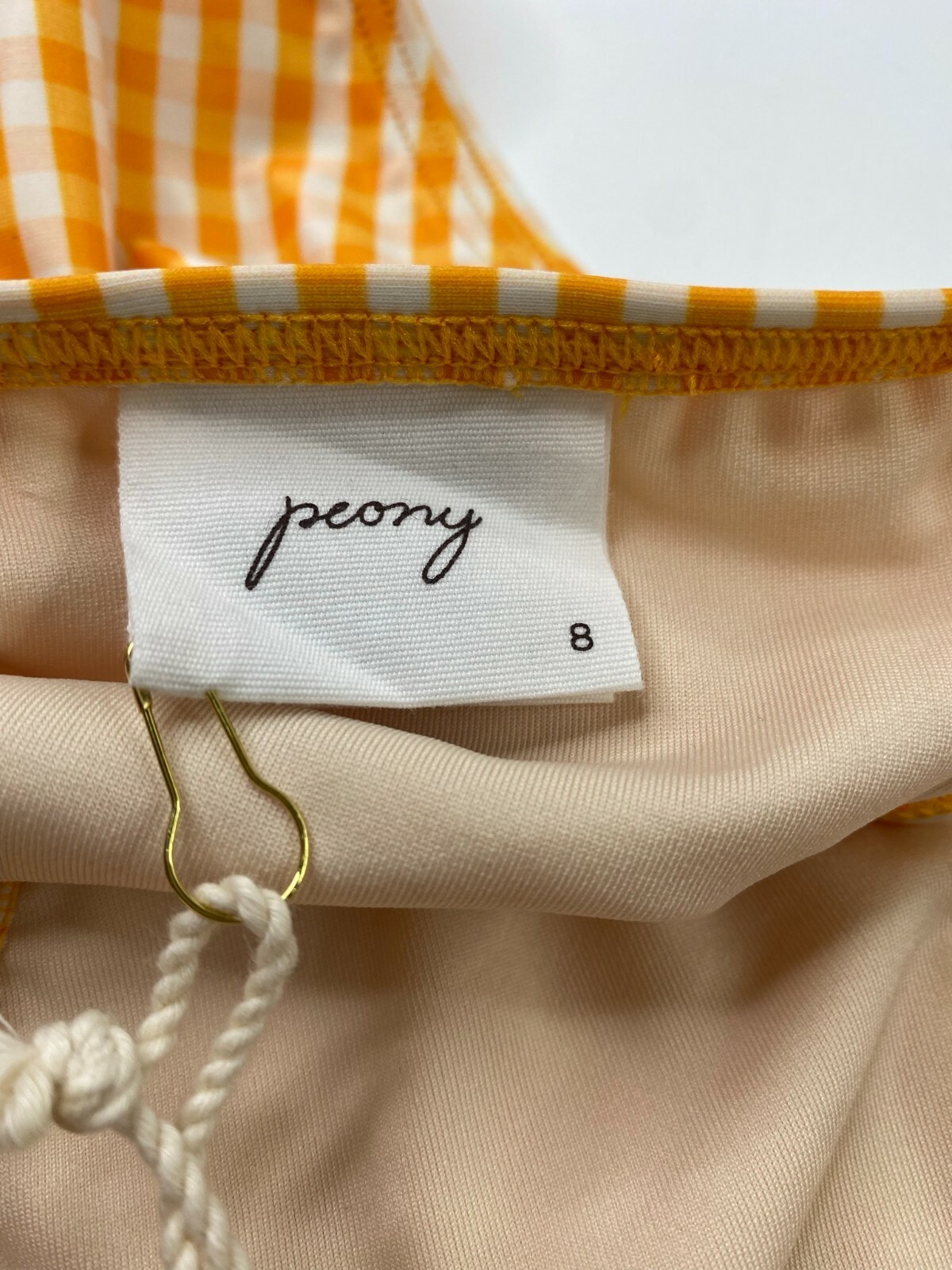 PEONY Mandarin Holiday Pant Bikini Bottom Marigold Yellow Stripe Size AU 8