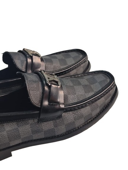 Louis Vuitton Damier Graphite LV Buckle Loafers Size 40 EU / 7 US Made in France