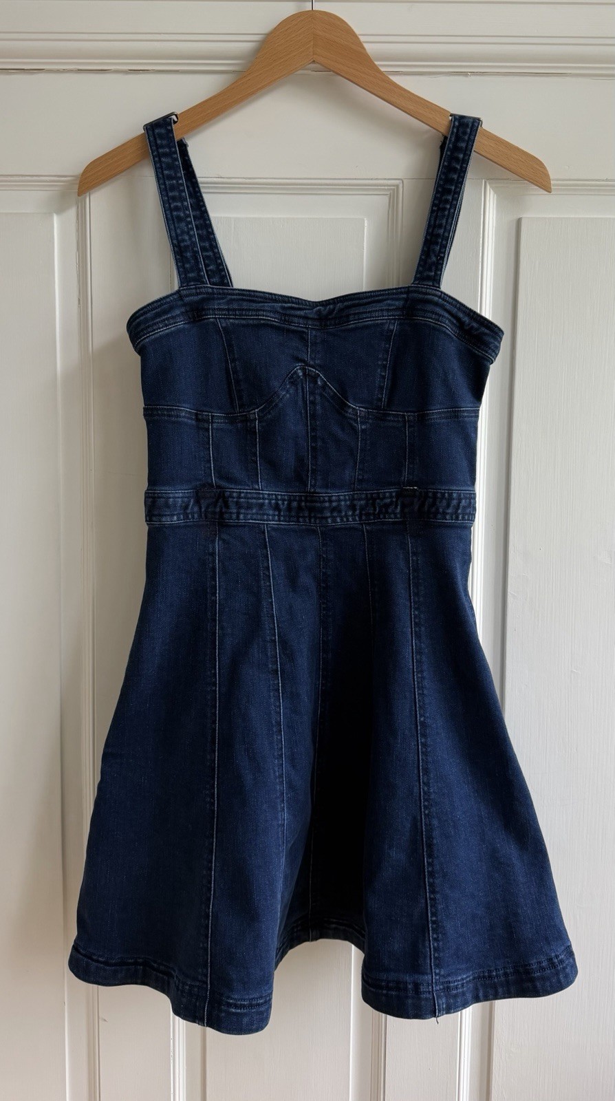 Free People Margot Denim Mini Dress A-Line Dark Indigo Sz S NWT No Belt Loops