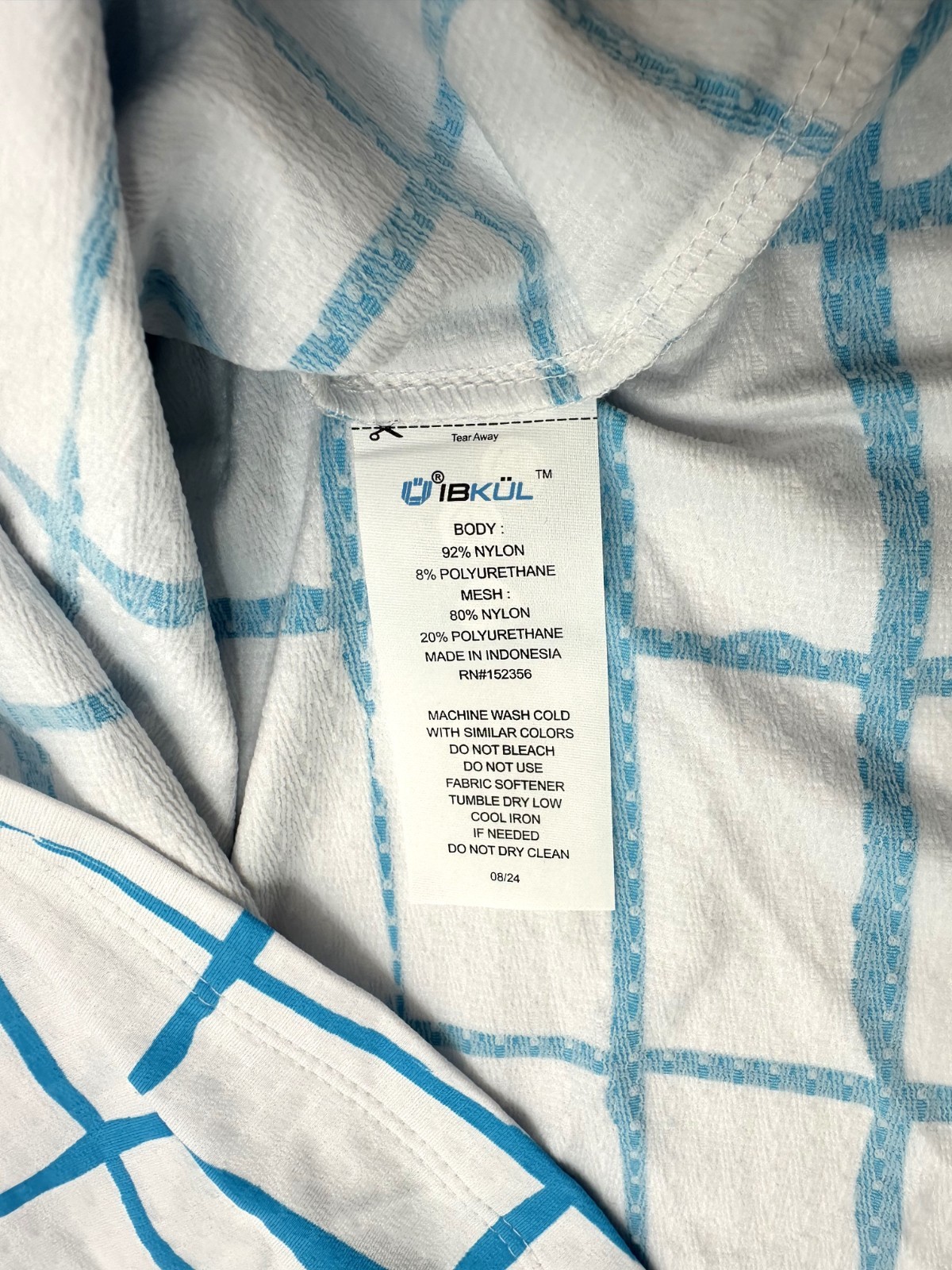 $101 IBKUL Women’s Cordova Print Long Sleeve Mock Neck Top-White/Turq-XSmall-New