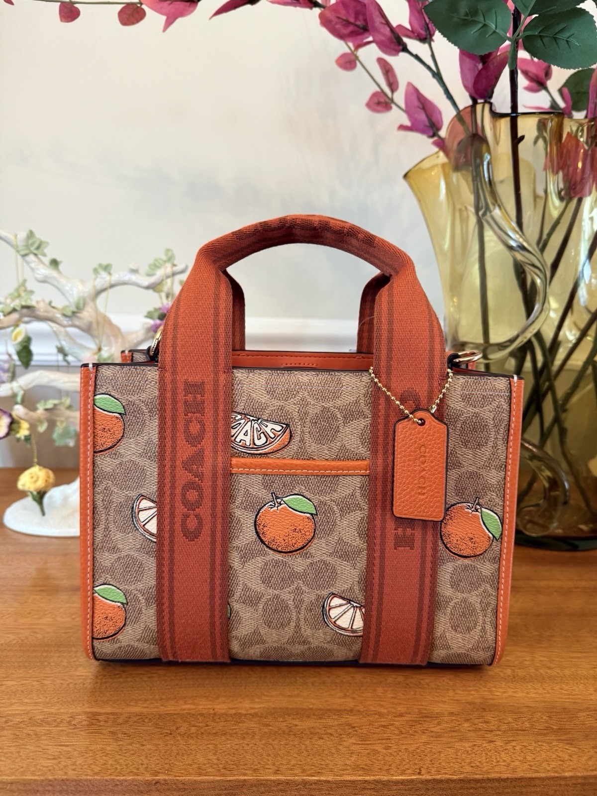 NWT Authentic COACH Smith Tote 24 In Signature Canvas With Orange Print CAR81