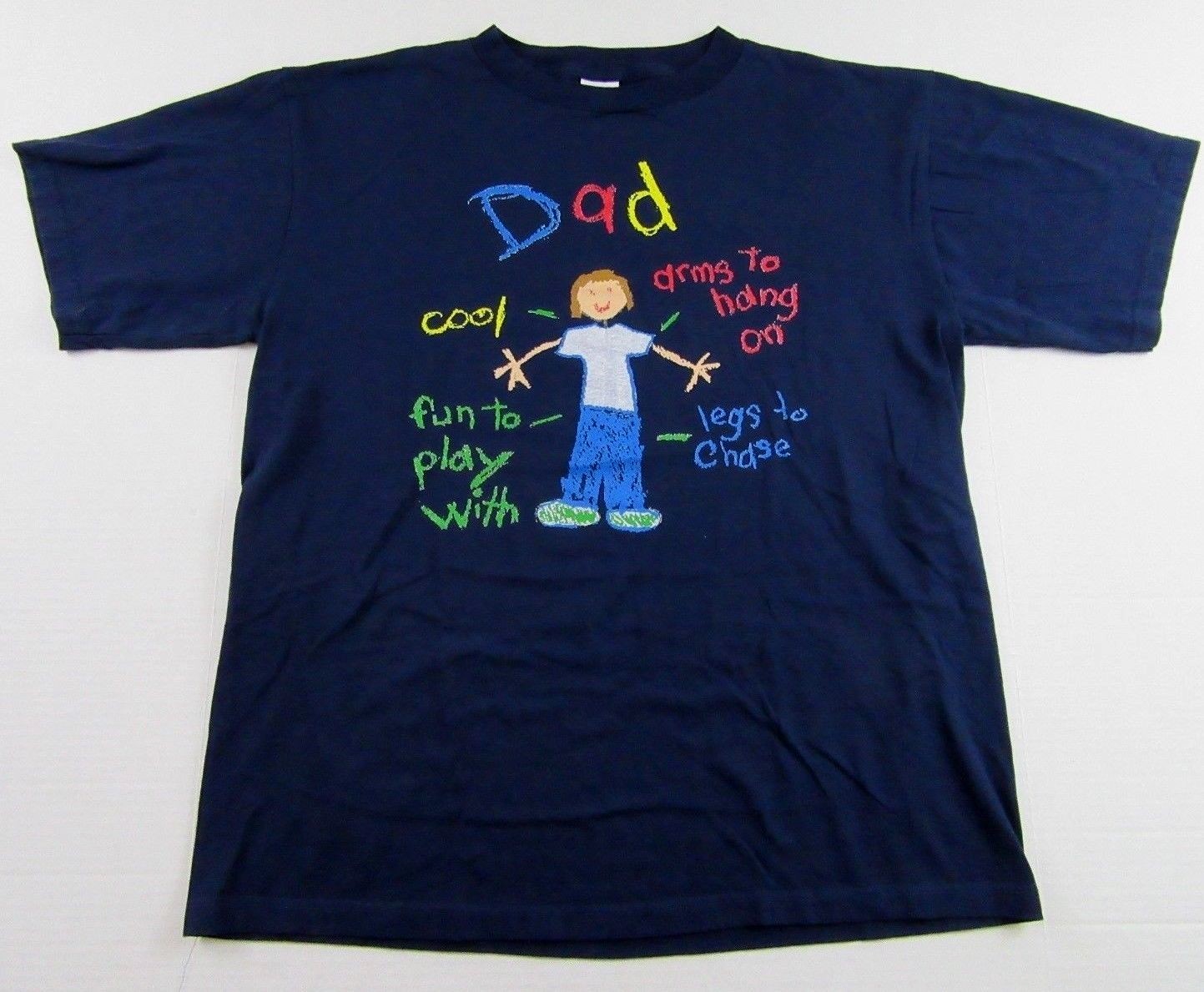 Worlds Best DAD Fathers Day Devoted DAD Souvenir Blue SS T Shirt Size XL
