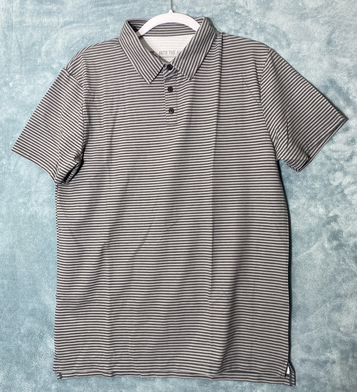 Into the Am performance polo Shirt Sriped Gray Black Golf Mens Size XL
