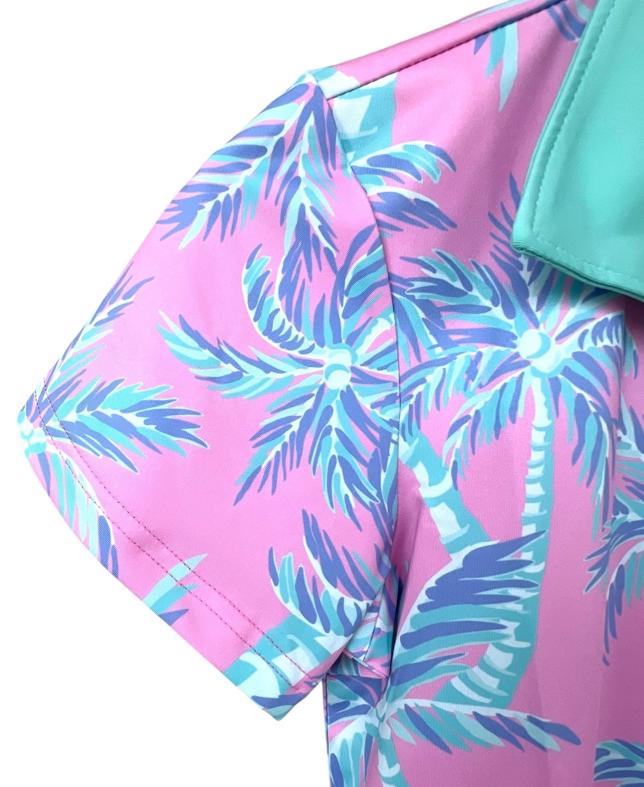 Ana Clare Active UPF 50 Women’s Golf Tennis Polo Palm Tree Print Size Ext. Small