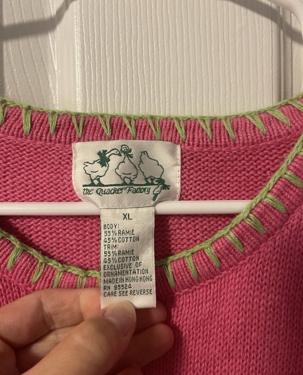 Quacker Factory XL Pink Knit Short Sleeve Sweater Embroidered Flamingo