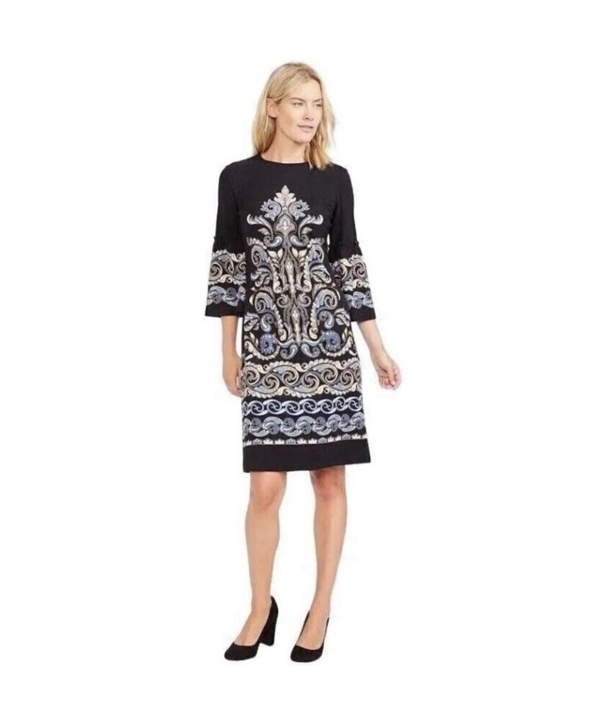 J. Mclaughlin Kinsley Bell Sleeve Black Neo Turkessa Sz M