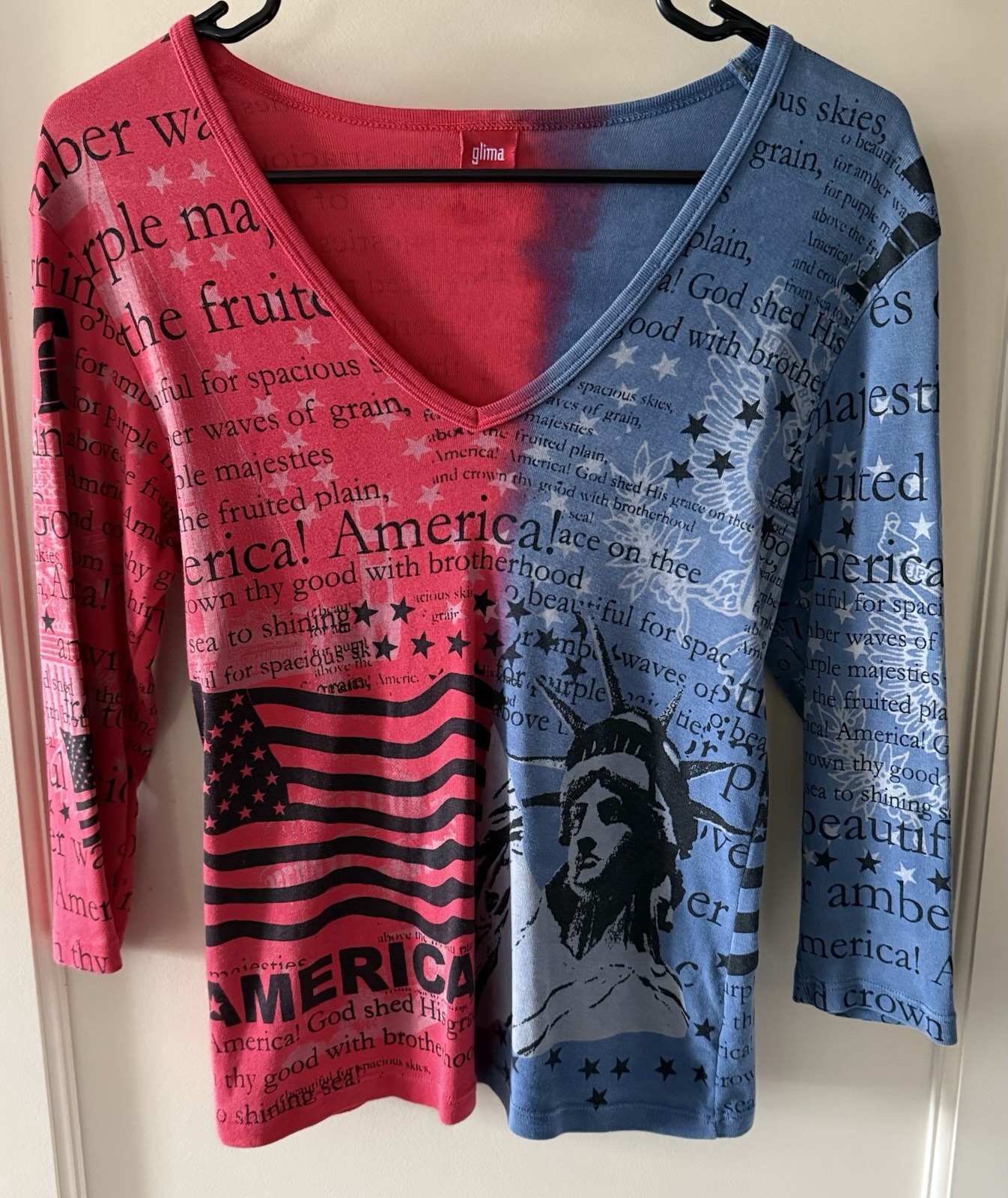 Glima America V Neck Top Size Small