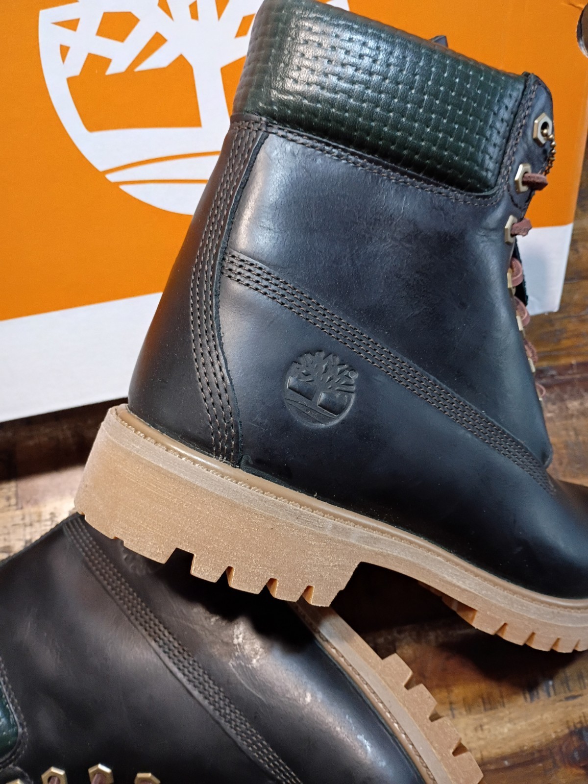 Mens Timberland Premium 6 Waterproof BOOTS Dk. GREEN FULL GRAIN LEATHER Sz 8.5