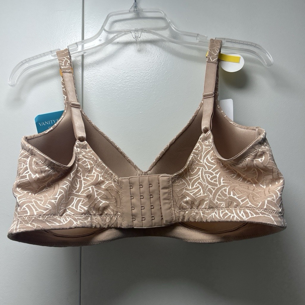 Vanity Fair Beauty Back 38DD Beige Floral Wireless Full Coverage T-Shirt Bra