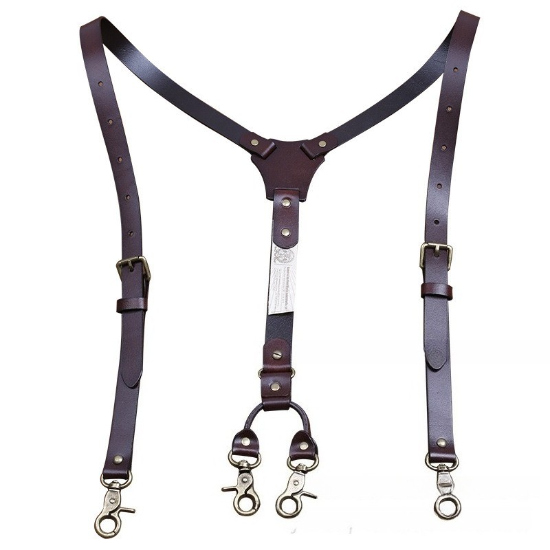 Quality Genuine Cowhide Leather 2cm Men’s Suspenders Y-shape Hook Buckle Suit