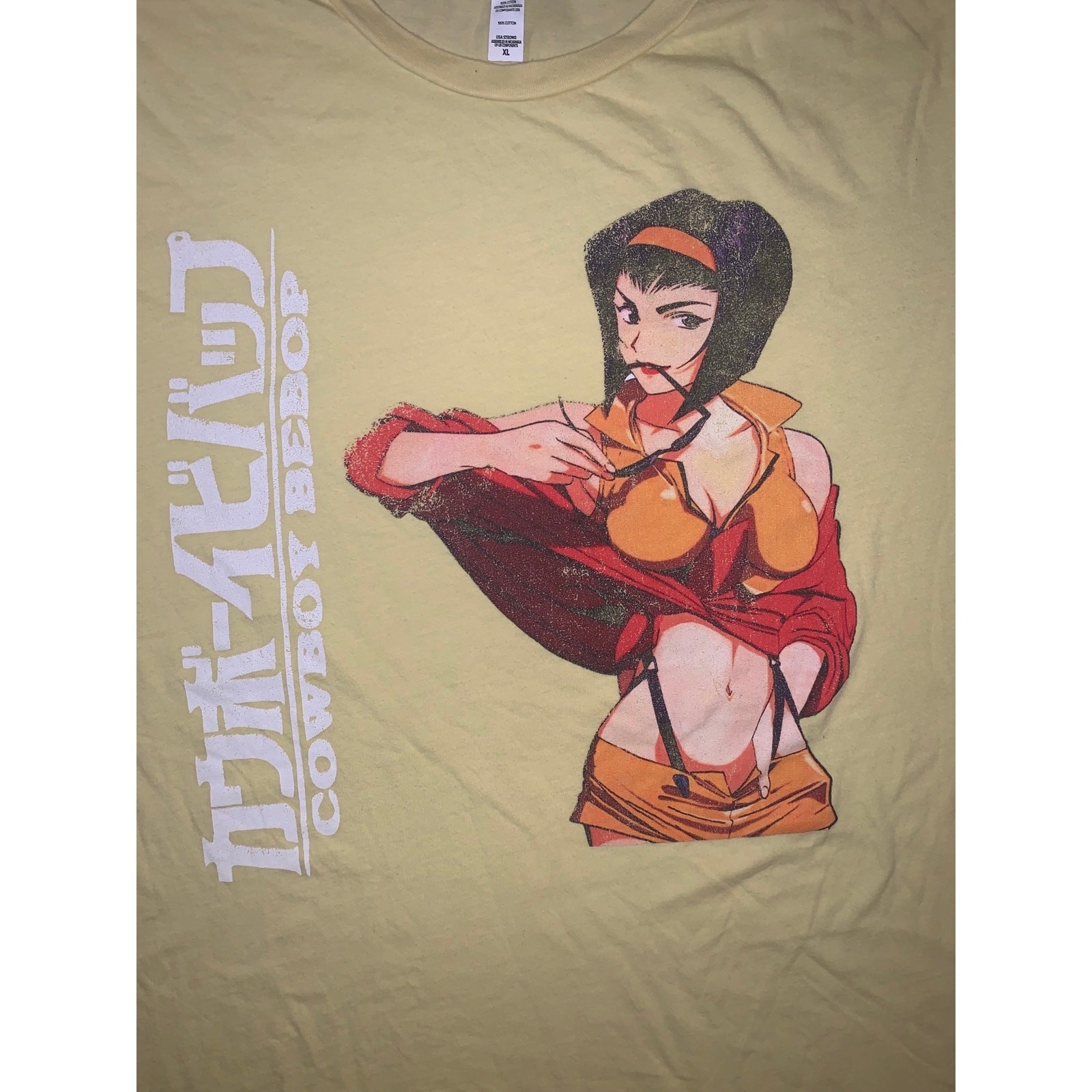 Cowboy Bebop Anime T Shirt XL Yellow Bella Canvas Faye Valentine