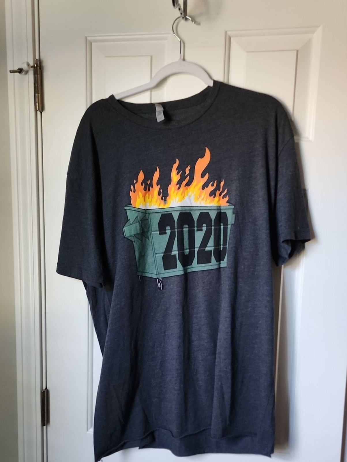 Next Level Apparel Charcoal Tee with Green Dumpster and Orange Flames