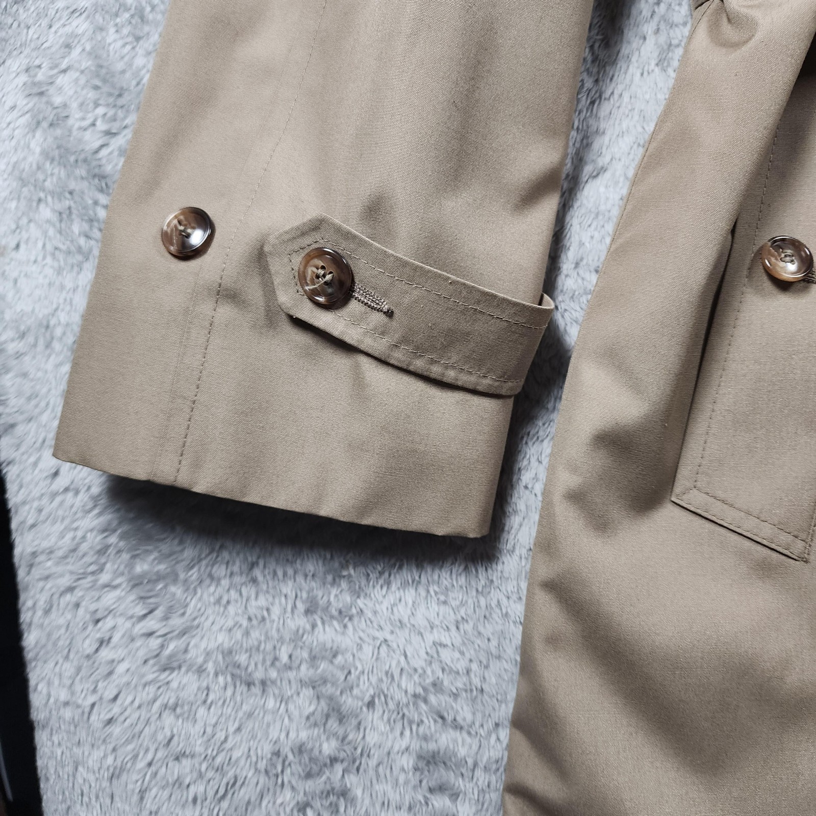 Hart Schaffner Marx Coat Mens 42 Beige Trench Belted Wool Lined Rain Repellent