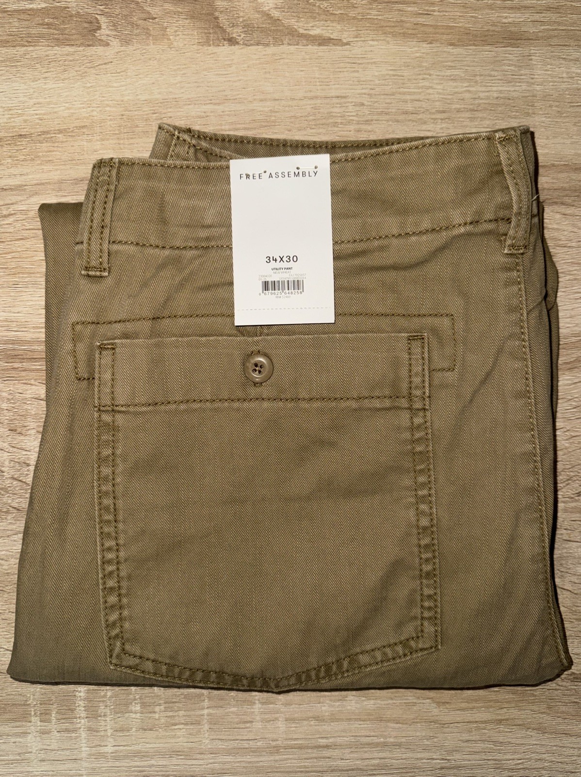 Free Assembly Men’s Straight Fit Cotton Utility Pants 34X30